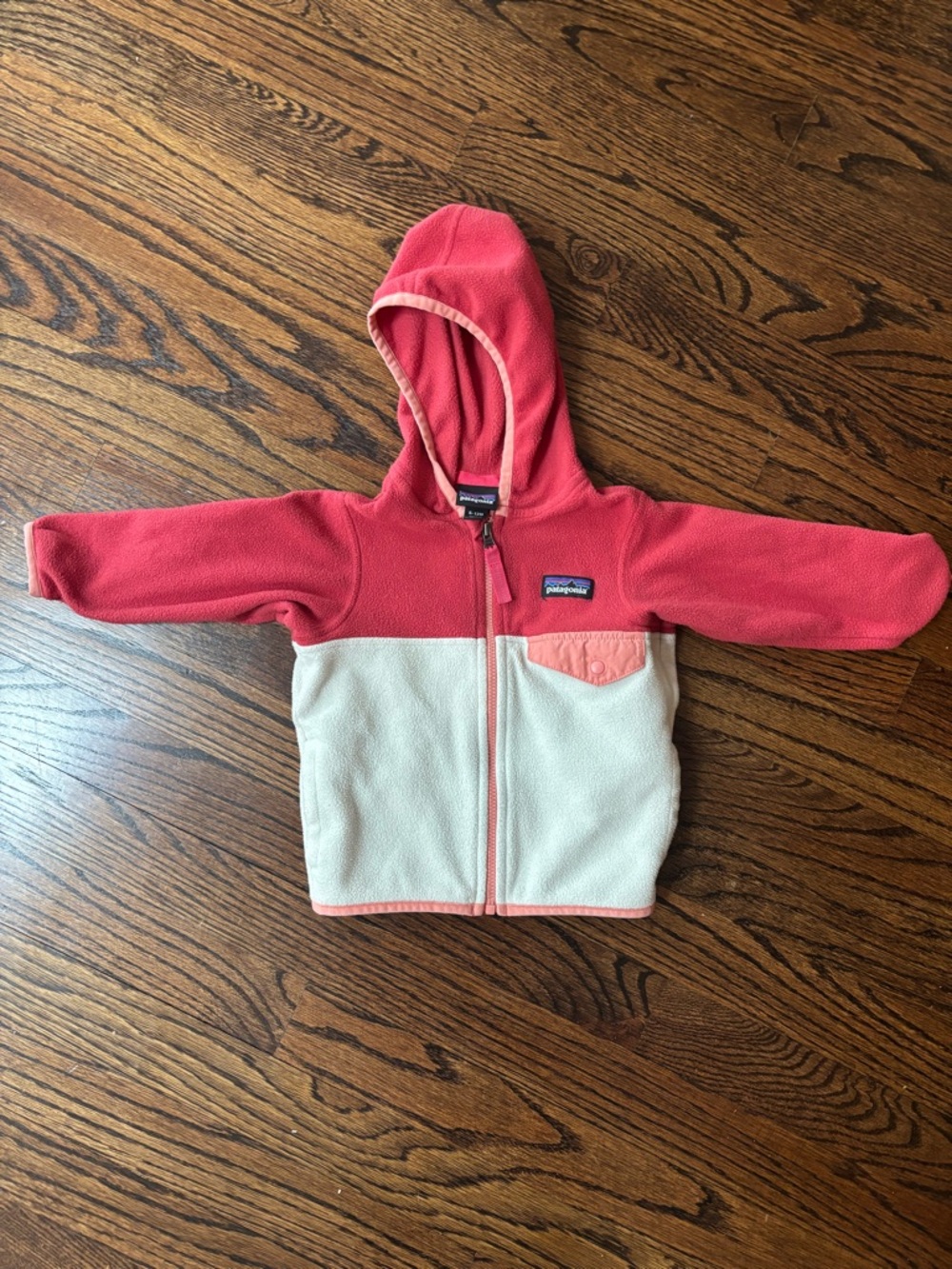 Patagonia Kids Two-Tone Coral Pink & Cream Fleece Hoodie